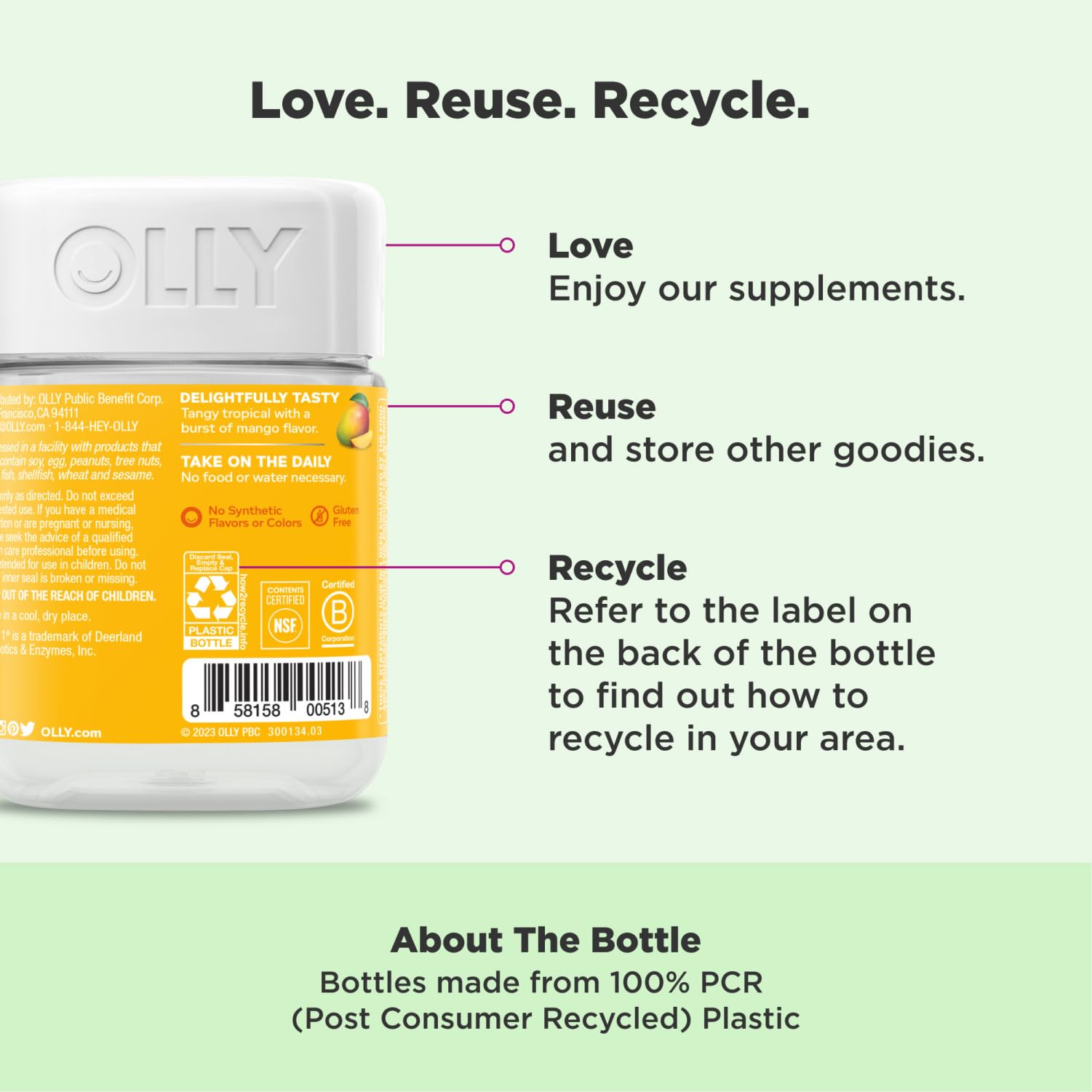 OLLY Probiotic Gummy, 1 Billion CFUs, Immune and Digestive Support, Chewable Probiotic Supplement, Mango, 80 Count - PrimeBioHealth - canada supplements
