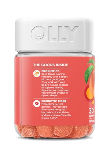 OLLY Probiotic + Prebiotic Gummy, Digestive Support and Gut Health, 500 Million CFUs, Fiber, Adult Chewable Supplement - PrimeBioHealth - canada supplements