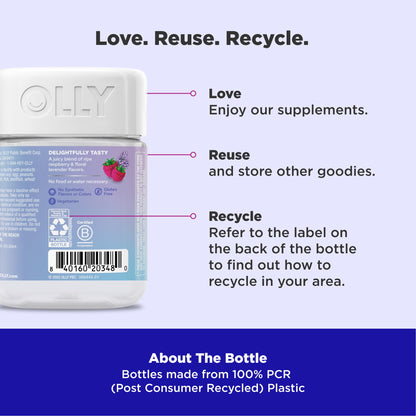 OLLY Relaxing Magnesium Gummies, Supports Muscle Relaxation*, Magnesium Citrate, Raspberry Lavender Flavor, 15 Day Supply - 60 Count - PrimeBioHealth - canada supplements