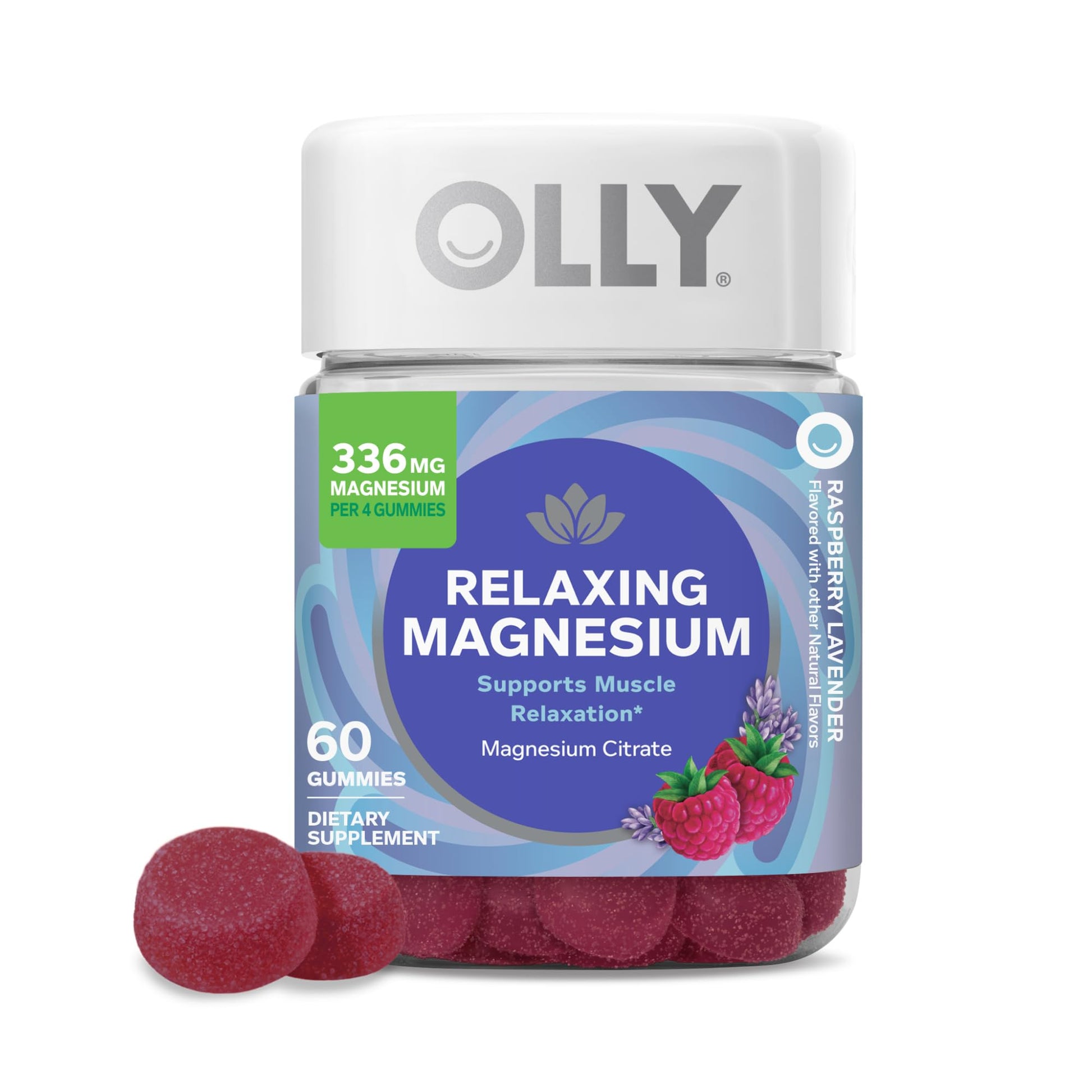 OLLY Relaxing Magnesium Gummies, Supports Muscle Relaxation*, Magnesium Citrate, Raspberry Lavender Flavor, 15 Day Supply - 60 Count - PrimeBioHealth - canada supplements