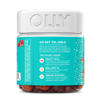 Olly Teen Girl Multi Gummy, Healthy Skin and Immune Support, 15 Essential Vitamins, Biotin, Zinc, Calcium, Chewable Multivitamin - PrimeBioHealth - canada supplements