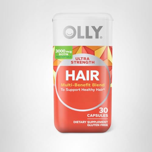 OLLY Ultra Strength Hair Softgels, Supports Hair Health, Biotin, Keratin, Vitamin D, B12, Hair Supplement, 30 Day Supply - PrimeBioHealth - canada supplements