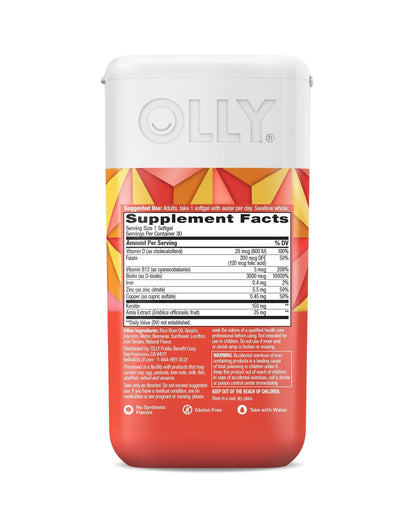 OLLY Ultra Strength Hair Softgels, Supports Hair Health, Biotin, Keratin, Vitamin D, B12, Hair Supplement, 30 Day Supply - PrimeBioHealth - canada supplements