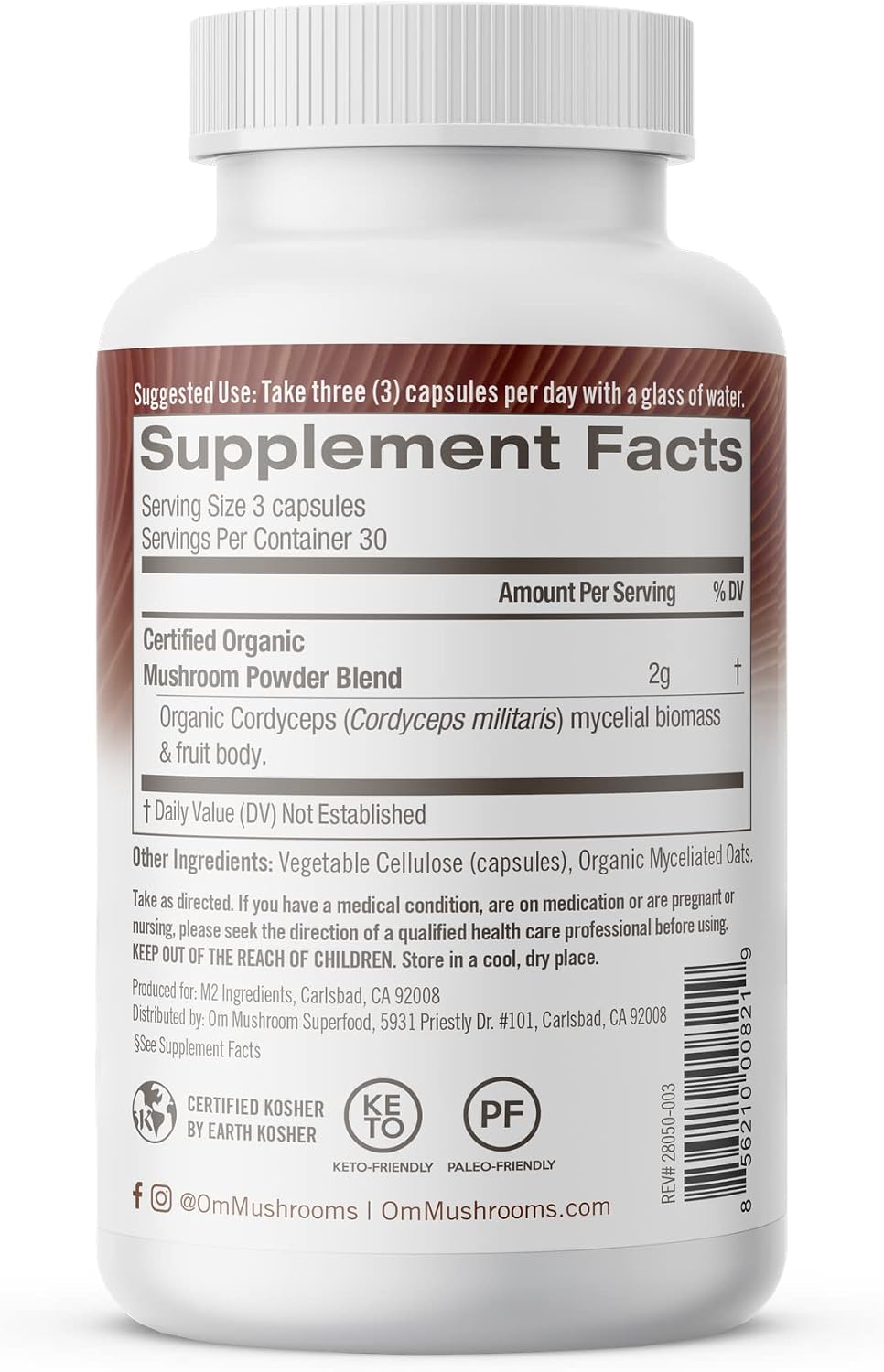 OM MUSHROOM SUPERFOOD Cordyceps Mushroom Capsules Superfood Supplement, 90 Count, 30 Days, Organic Energy Supplement for Stamina and Endurance - PrimeBioHealth - canada supplements