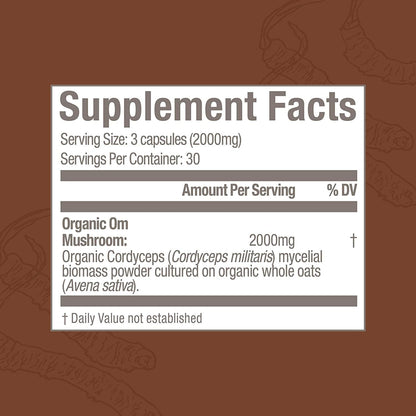 OM MUSHROOM SUPERFOOD Cordyceps Mushroom Capsules Superfood Supplement, 90 Count, 30 Days, Organic Energy Supplement for Stamina and Endurance - PrimeBioHealth - canada supplements