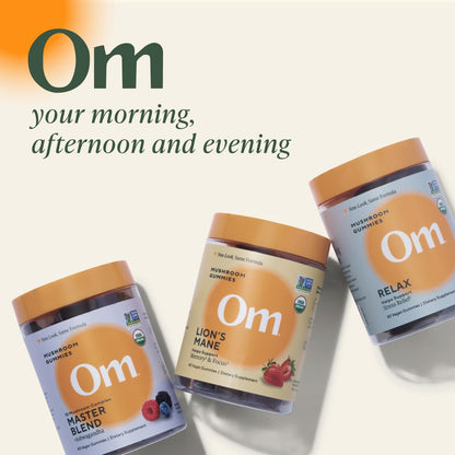OM MUSHROOM SUPERFOOD Master Blend Mushroom Gummies – Organic 10-Mushroom Complex with Ashwagandha – Supports Immunity, Gut Health & Stress Relief – Mixed Berry Flavor – 28 Servings, 56 Count. - PrimeBioHealth - canada supplements