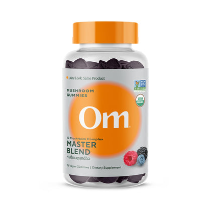 OM MUSHROOM SUPERFOOD Master Blend Mushroom Gummies – Organic 10-Mushroom Complex with Ashwagandha – Supports Immunity, Gut Health & Stress Relief – Mixed Berry Flavor – 28 Servings, 56 Count. - PrimeBioHealth - canada supplements