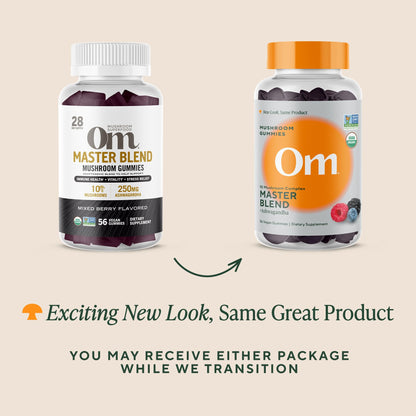 OM MUSHROOM SUPERFOOD Master Blend Mushroom Gummies – Organic 10-Mushroom Complex with Ashwagandha – Supports Immunity, Gut Health & Stress Relief – Mixed Berry Flavor – 28 Servings, 56 Count. - PrimeBioHealth - canada supplements