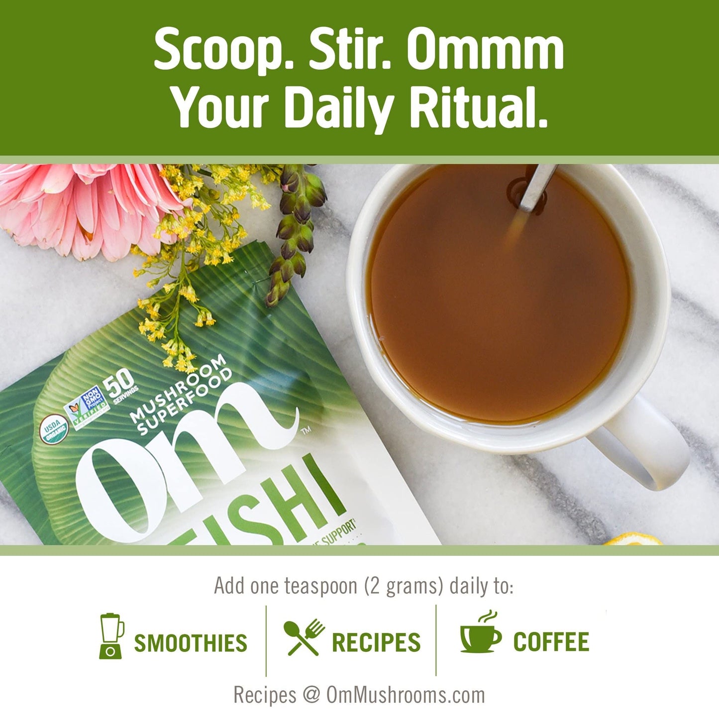 Om Mushroom Superfood Reishi Organic Mushroom Powder, 100 Servings, Organic Adaptogen Powder for Stress Relief and Immune Health - PrimeBioHealth - canada supplements