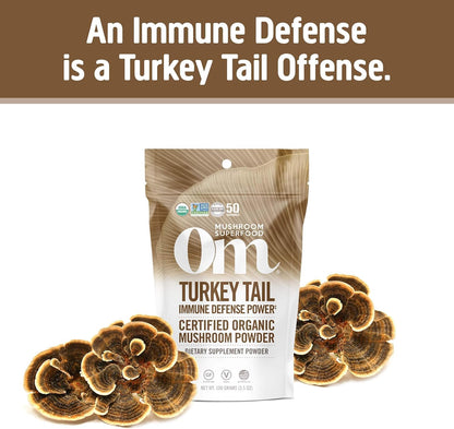 OM MUSHROOM SUPERFOOD Turkey Tail Organic Mushroom Powder Pouch, 7.05 Ounce, 100 Servings, Immune Support, Polysacchrides, Beta-Glucans, Gut Health & Holistic Defense Mushroom Supplement - PrimeBioHealth - canada supplements