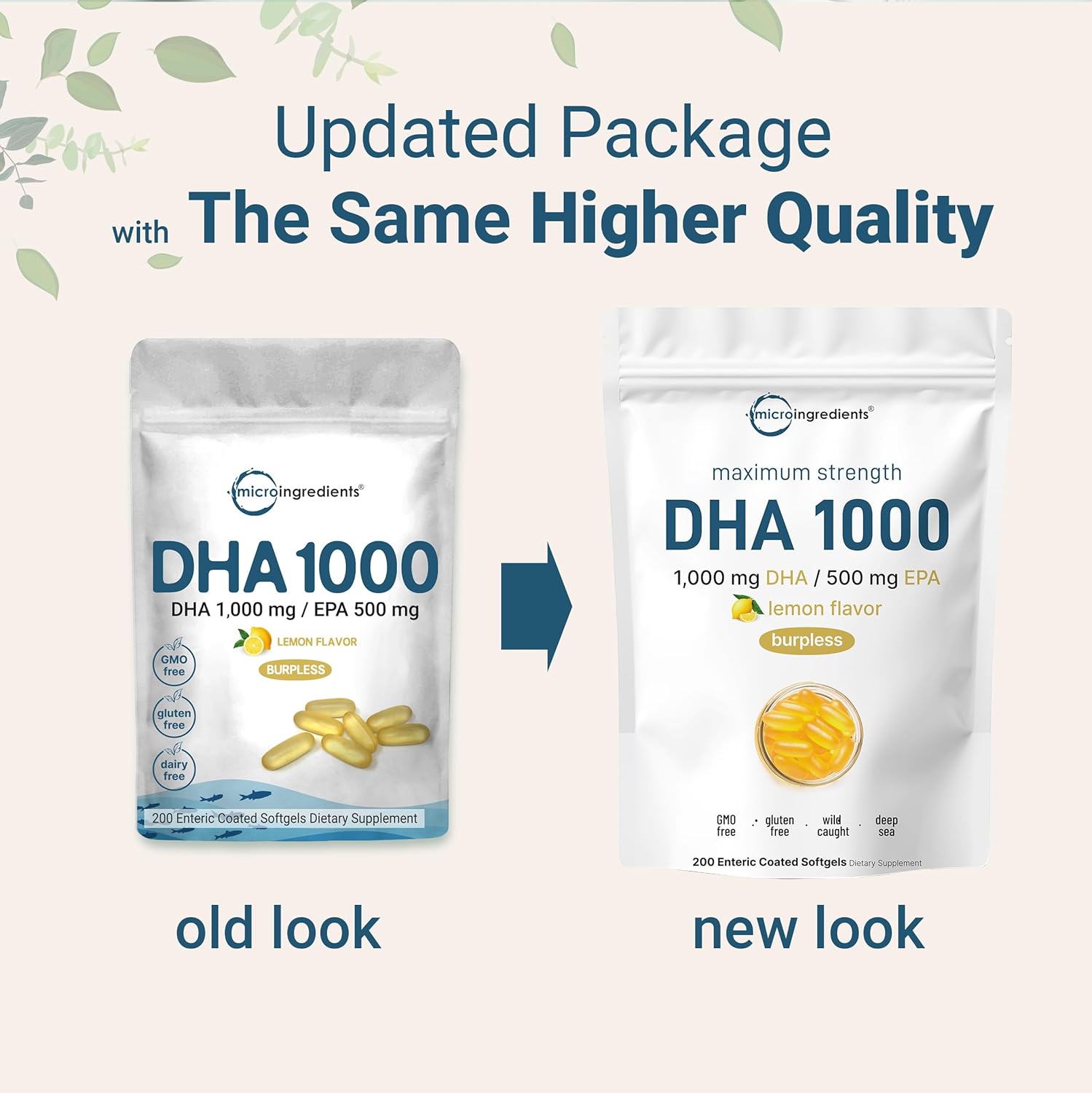 Omega 3 Fish Oil DHA Supplements 1000mg with EPA 500mg, 200 Softgels – Lemon Flavored, Burpless (Enteric Coated) | Deep Sea Fresh Fish, Wild Caught from Norwegian Waters | Mercury Free - PrimeBioHealth - canada supplements