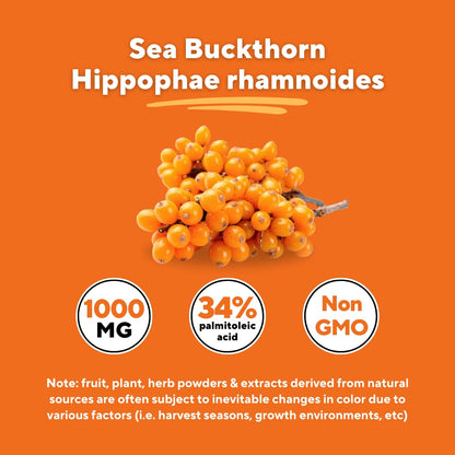 Omega 7 Sea Buckthorn Berry Oil 1000mg for Hair, Skin, Nails, Heart Health Support - 34% Palmitoleic Acid & Natural Omega 3 6 9 Fatty Acids Supplement - 120 Capsules, Non-GMO, Gluten-Free - PrimeBioHealth - canada supplements