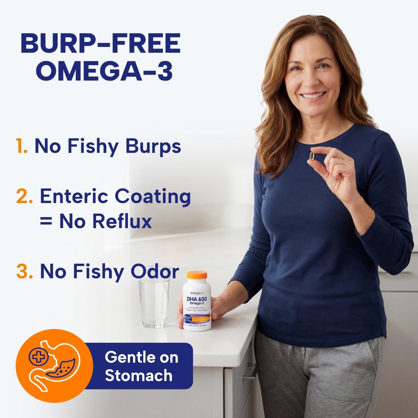 OmegaVia DHA 600 mg, Ultra Pure Omega-3 DHA Supplements for Brain and Eyes, DHA Prenatal Vitamins for Women, Burpless Fish Oil Omega 3, IFOS Tested, 120 Softgels - PrimeBioHealth - canada supplements