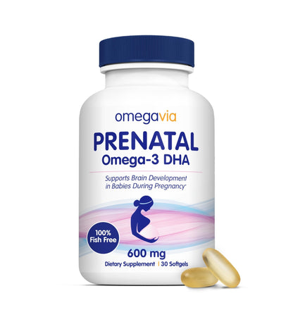 OmegaVia DHA 600 mg, Ultra Pure Omega-3 DHA Supplements for Brain and Eyes, DHA Prenatal Vitamins for Women, Burpless Fish Oil Omega 3, IFOS Tested, 120 Softgels - PrimeBioHealth - canada supplements