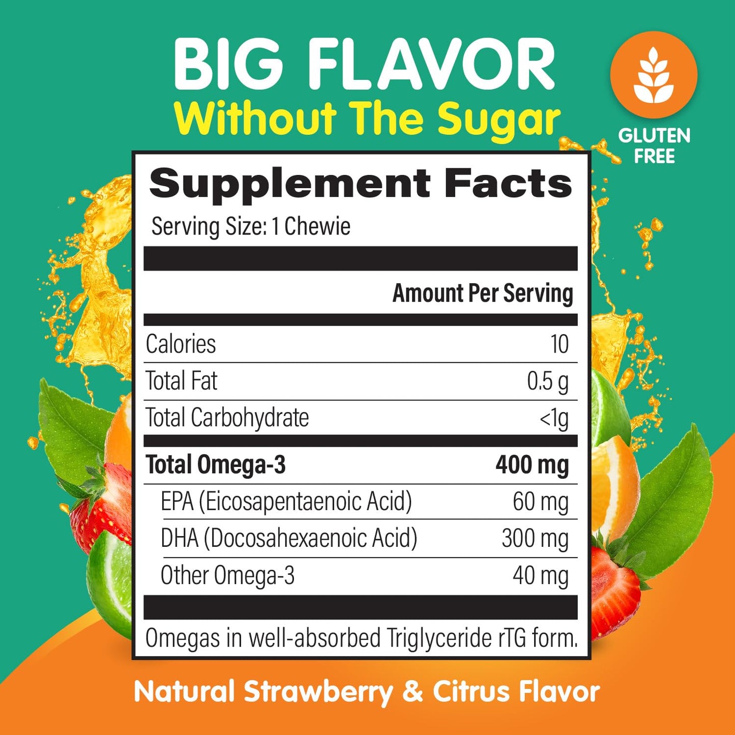 OmegaVia Omega 3 Chewies, Daily DHA Chewable Vitamins for Kids, Omega 3 for Ages 3-12 to Support Brain & Eye Health, Sugar-Free Natural Fruit Flavor, Omega 3 Fish Oil, 30 Individual Packets - PrimeBioHealth - canada supplements