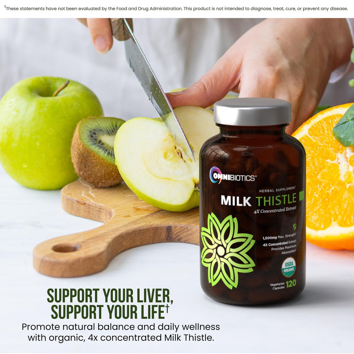 OmniBiotics Organic Milk Thistle Supplement 1500mg – 4X Concentrated Extract with Silymarin – High Potency Liver Detox & Support - PrimeBioHealth - canada supplements