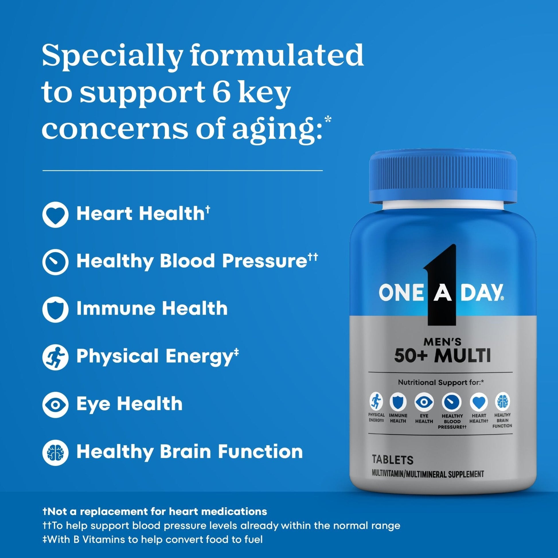 One A Day Men’s 50+ Healthy Advantage Multivitamin, Multivitamin for Men with Vitamins A, C, E, B6, B12, Calcium and Vitamin D, Tablet, 200 Count (Pack of 1) - PrimeBioHealth - canada supplements