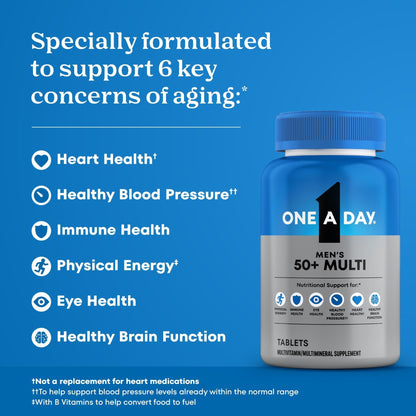 One A Day Men’s 50+ Healthy Advantage Multivitamin, Multivitamin for Men with Vitamins A, C, E, B6, B12, Calcium and Vitamin D, Tablet, 200 Count (Pack of 1) - PrimeBioHealth - canada supplements