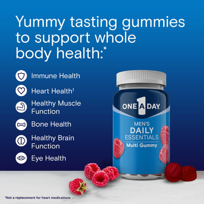 One A Day Men’s Daily Essentials Multivitamin Gummies, Multivitamin for Men, Bone Health, Zinc, Raspberry Natural Flavor, 120 Gummies - PrimeBioHealth - canada supplements