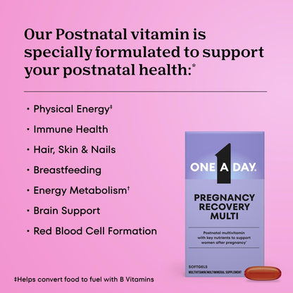 One A Day Postnatal Vitamins for Women, Postnatal Multivitamin with Folic Acid, Omega-3 DHA, B Vitamins, Support Immune Health, Breastfeeding - PrimeBioHealth - canada supplements