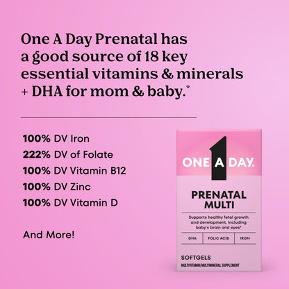 One A Day Prenatal Vitamins- Folic Acid, Iron, Omega- 3 (DHA), Pregnancy Vitamins for Women, Prenatal Multivitamin for Mom and Baby Support - PrimeBioHealth - canada supplements