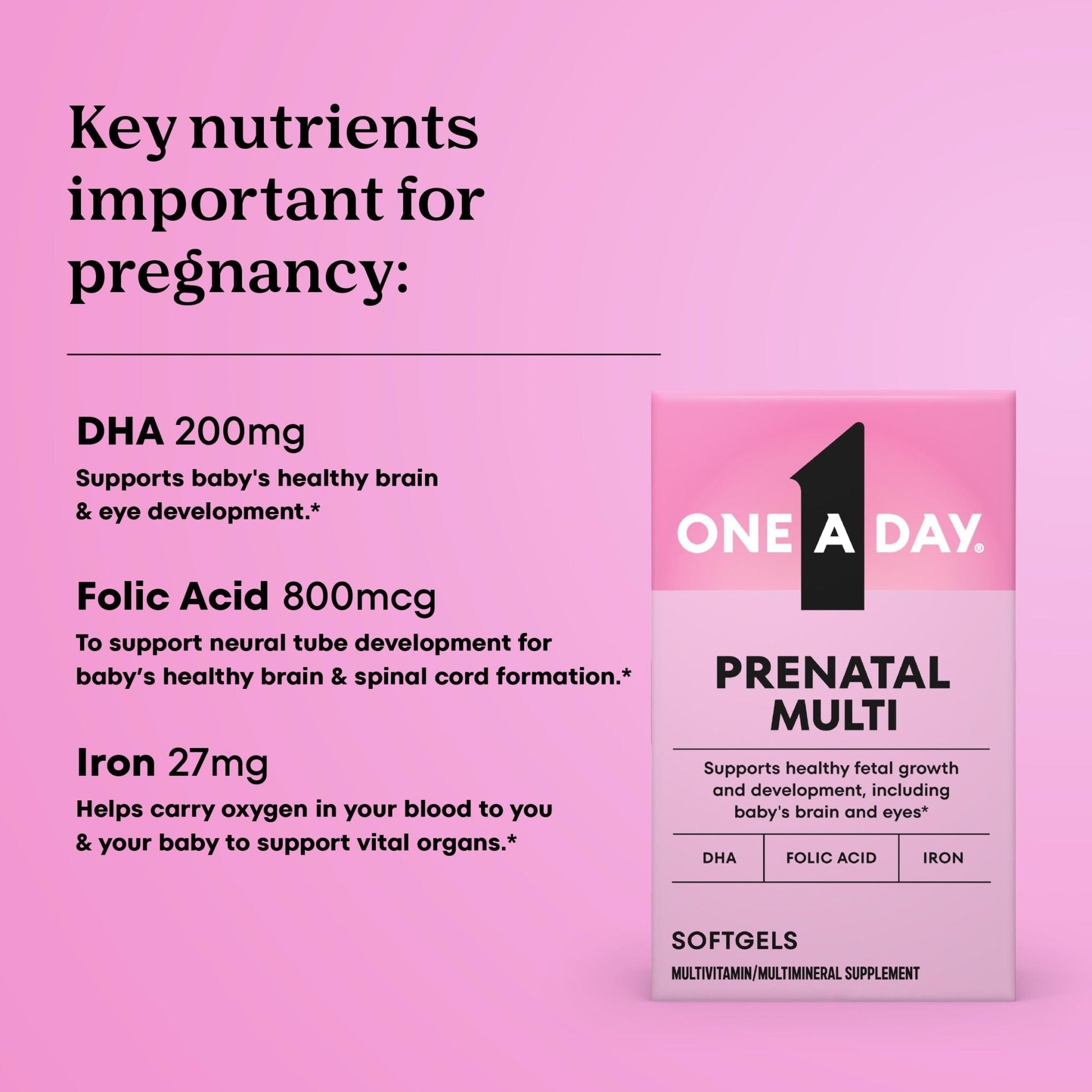 One A Day Prenatal Vitamins- Folic Acid, Iron, Omega- 3 (DHA), Pregnancy Vitamins for Women, Prenatal Multivitamin for Mom and Baby Support - PrimeBioHealth - canada supplements
