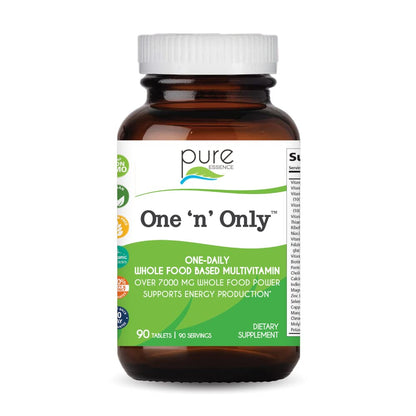 One n Only Whole Food Multivitamin by Pure Essence - Super Energetic Once a Day with Superfoods, Minerals, Enzymes, Vitamin D, D3, B12, Biotin - 90 Tablets - PrimeBioHealth - canada supplements