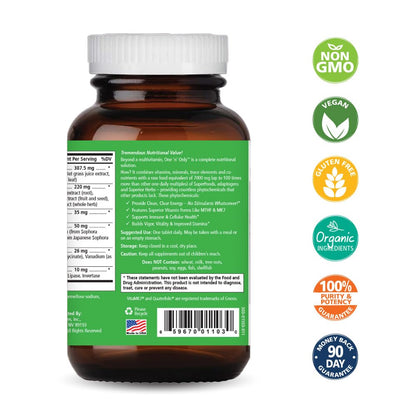 One n Only Whole Food Multivitamin by Pure Essence - Super Energetic Once a Day with Superfoods, Minerals, Enzymes, Vitamin D, D3, B12, Biotin - 90 Tablets - PrimeBioHealth - canada supplements