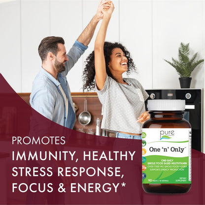 One n Only Whole Food Multivitamin by Pure Essence - Super Energetic Once a Day with Superfoods, Minerals, Enzymes, Vitamin D, D3, B12, Biotin - 90 Tablets - PrimeBioHealth - canada supplements