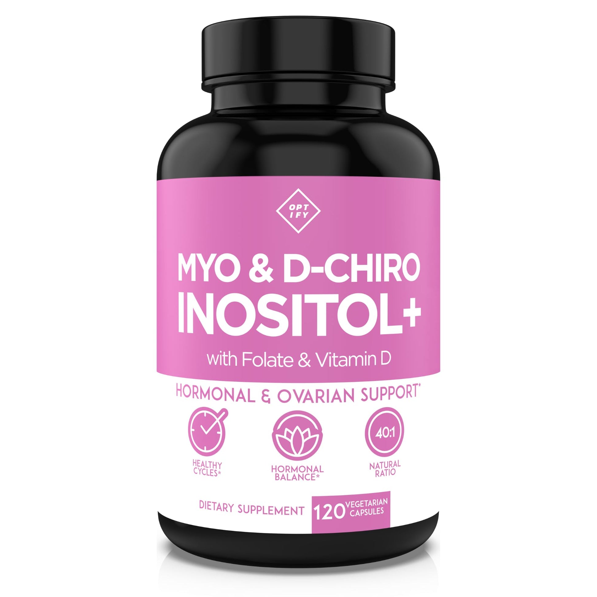 Optify Myo-Inositol & D-Chiro Inositol Supplement for Women – 40:1 Ratio Plus Folate and Vitamin D – Support Healthy Hormonal Balance - PrimeBioHealth - canada supplements