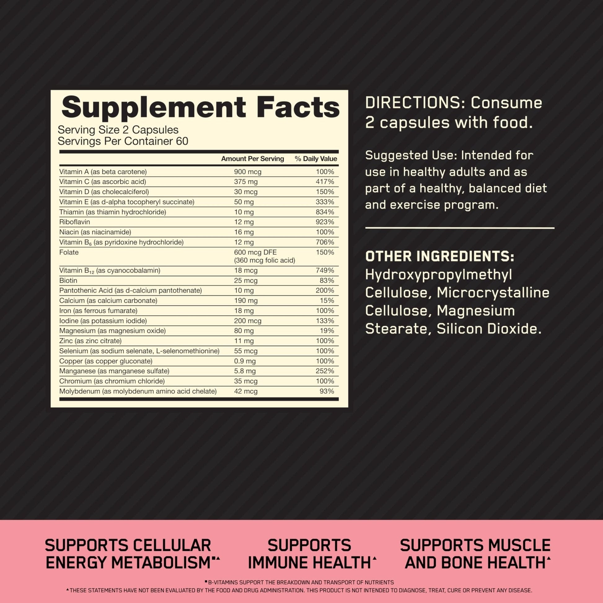 Optimum Nutrition Opti-Women, Vitamin C, Zinc and Vitamin D for Immune Support Womens Daily Multivitamin Supplement with Iron, Capsules, 120 Count - PrimeBioHealth - canada supplements