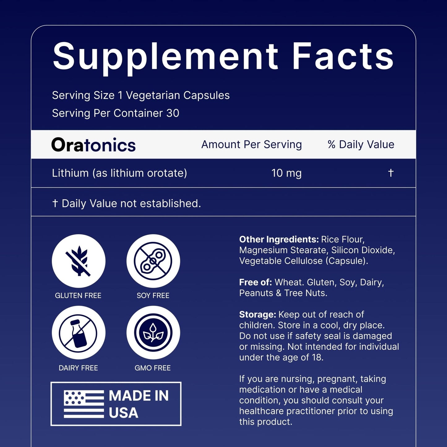 Oratonics Lithium Orotate 10mg – Trace Mineral Lithium Supplement for Daily Balance & Cognitive Clarity – Low-Dose, Highly Absorbable Formula – Vegan - PrimeBioHealth - canada supplements