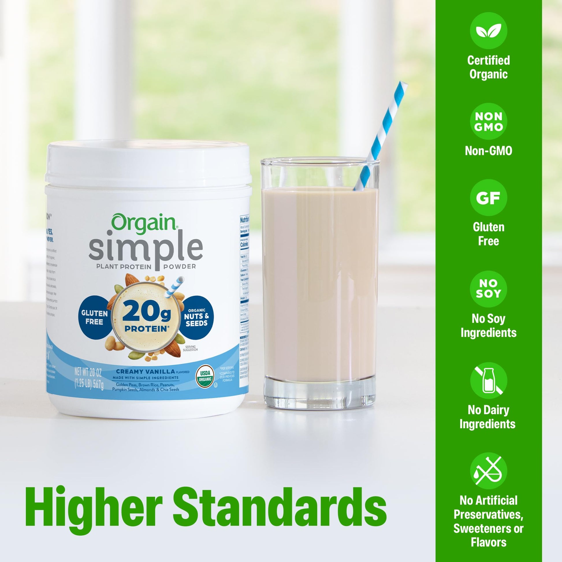 Orgain Organic Simple Vegan Protein Powder, Vanilla - 20g Plant Based Protein, Made with less Ingredients, No Artificial Sweeteners, Gluten Free, No Dairy or Lactose, 1.25 lb (Packaging May Vary) - PrimeBioHealth - canada supplements