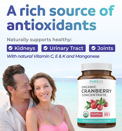 Organic Cranberry Pills - Vegan Supplement for Urinary Tract Health & Kidney Cleanse - Cranberry Pills for Women 500mg 50:1 Cranberry Concentrate Per Serving - Urinary Tract Support - 60 Capsules - PrimeBioHealth - canada supplements
