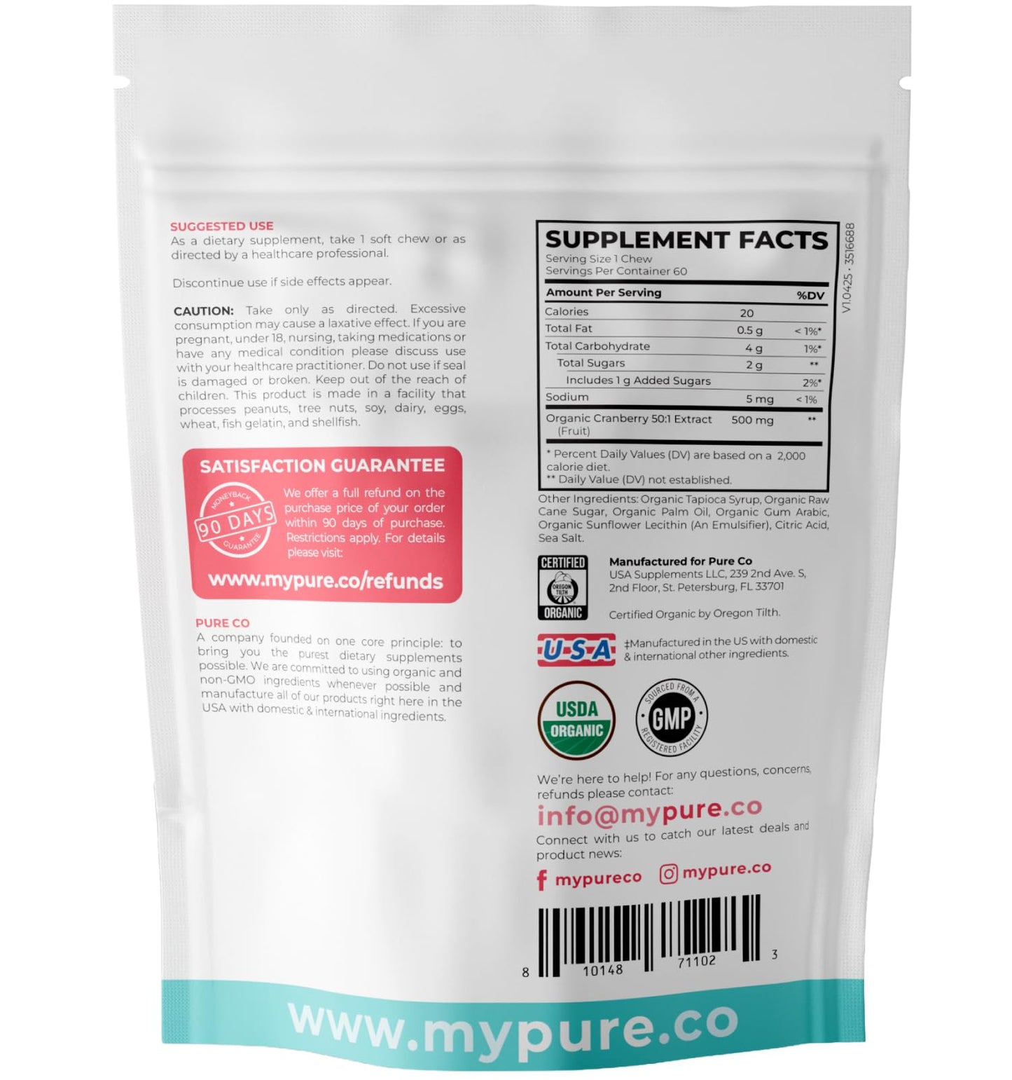 Organic Cranberry Pills - Vegan Supplement for Urinary Tract Health & Kidney Cleanse - Cranberry Pills for Women 500mg 50:1 Cranberry Concentrate Per Serving - Urinary Tract Support - 60 Capsules - PrimeBioHealth - canada supplements