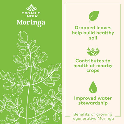 ORGANIC INDIA Moringa Herbal Supplement - Green Superfood, Nutrient Dense, Pure Plant Protein, Vitamin A, E, K, Iron, Calcium, Fiber, Vegan - PrimeBioHealth - canada supplements