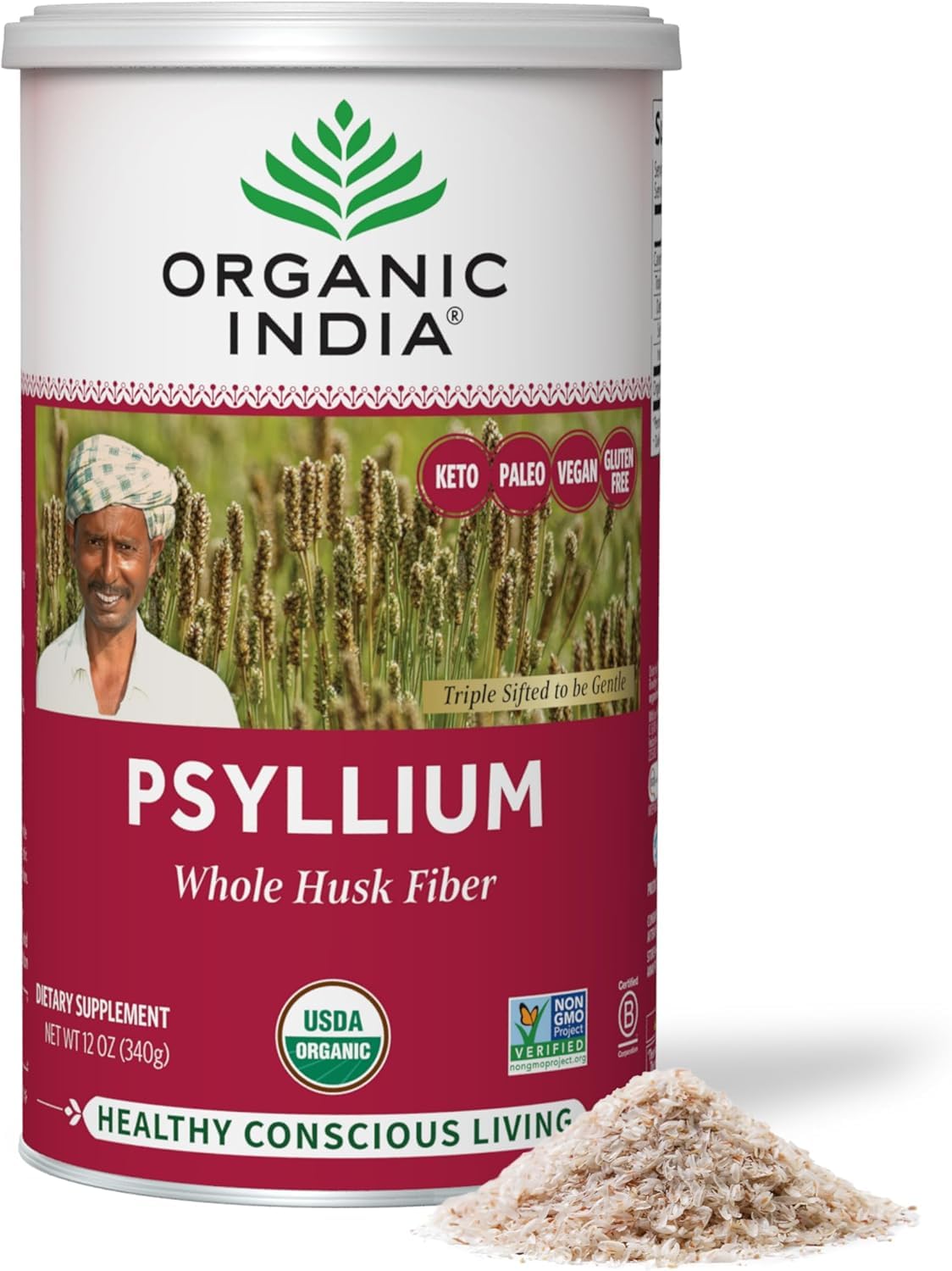ORGANIC INDIA Psyllium Herbal Powder - Whole Husk Fiber, Vegan, Gluten-Free, USDA Certified Organic, Non-GM - PrimeBioHealth - canada supplements