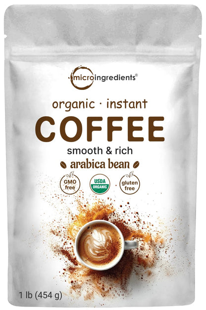 Organic Instant Coffee, 1lb Powder | Premium Arabica Coffee Beans Source | Medium to Dark Roast | Natural Fresh Flavor | Smooth & Rich | Non-GMO, Gluten Free - PrimeBioHealth - canada supplements