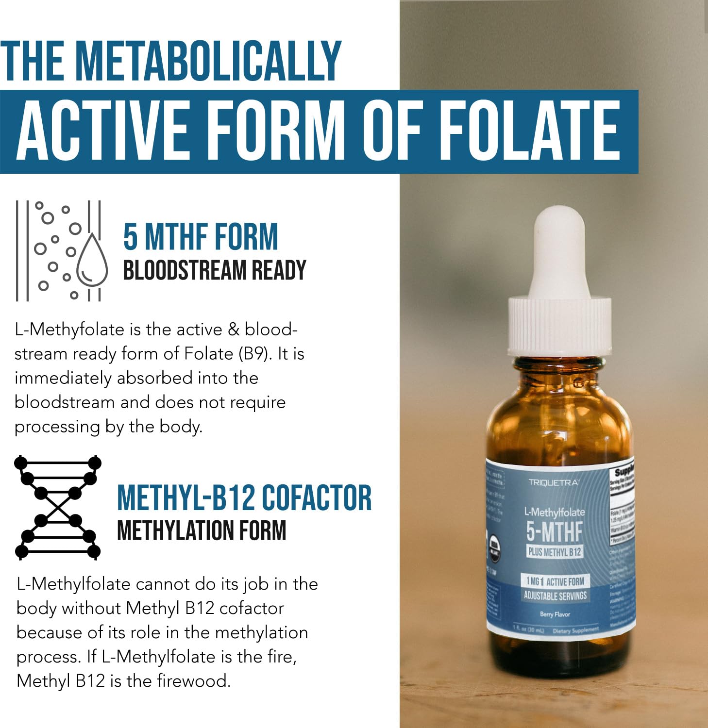 Organic Methyl Folate 1000 mcg + Methyl B12 Cofactor (300 Servings) – Metabolically Active 5-MTHF Form, Organic Berry Flavor, Liquid Sublingual Form – Mood, Cognition, Methylation, Pregnancy (1oz) - PrimeBioHealth - canada supplements
