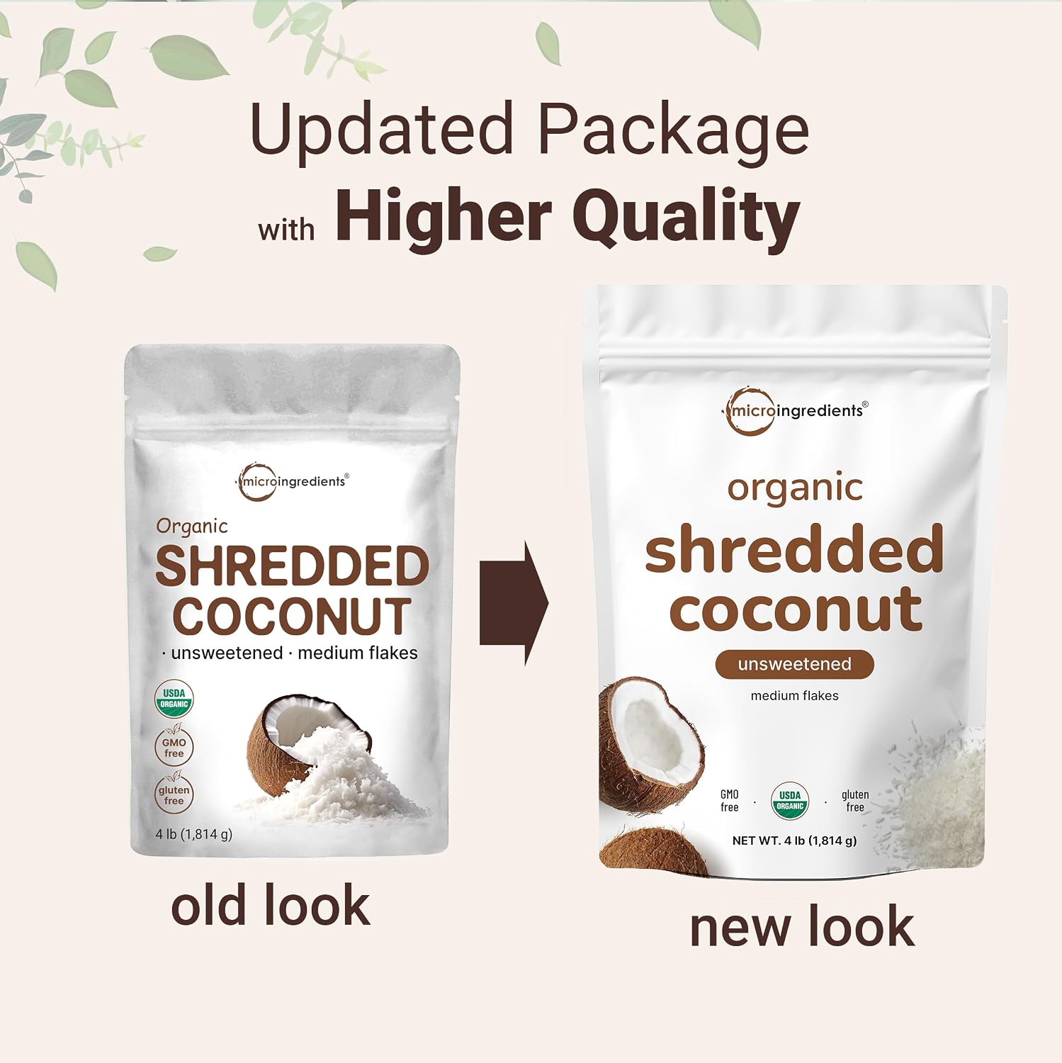 Organic Shredded Coconut Flakes, 4lbs | Raw Unsweetened Flavor, Medium Sized | Great for Baking, Smoothies, or Garnish | Non-GMO, Sugar Free, Keto Friendly - PrimeBioHealth - canada supplements