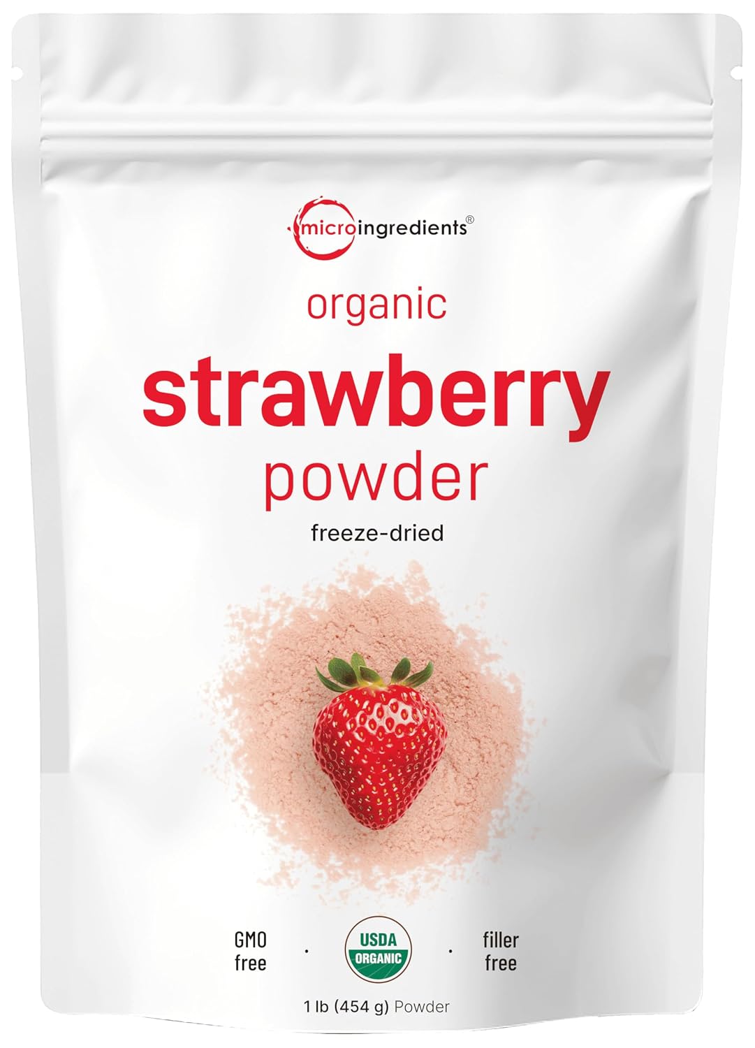 Organic Strawberry Powder, 1 Lb | 100% Natural Fruit Powder | Freeze-Dried Strawberries Source | No Sugar & Additives | Great Flavor for Drinks, Smoothie, & Beverages | Non-GMO & Vegan Friendly - PrimeBioHealth - canada supplements