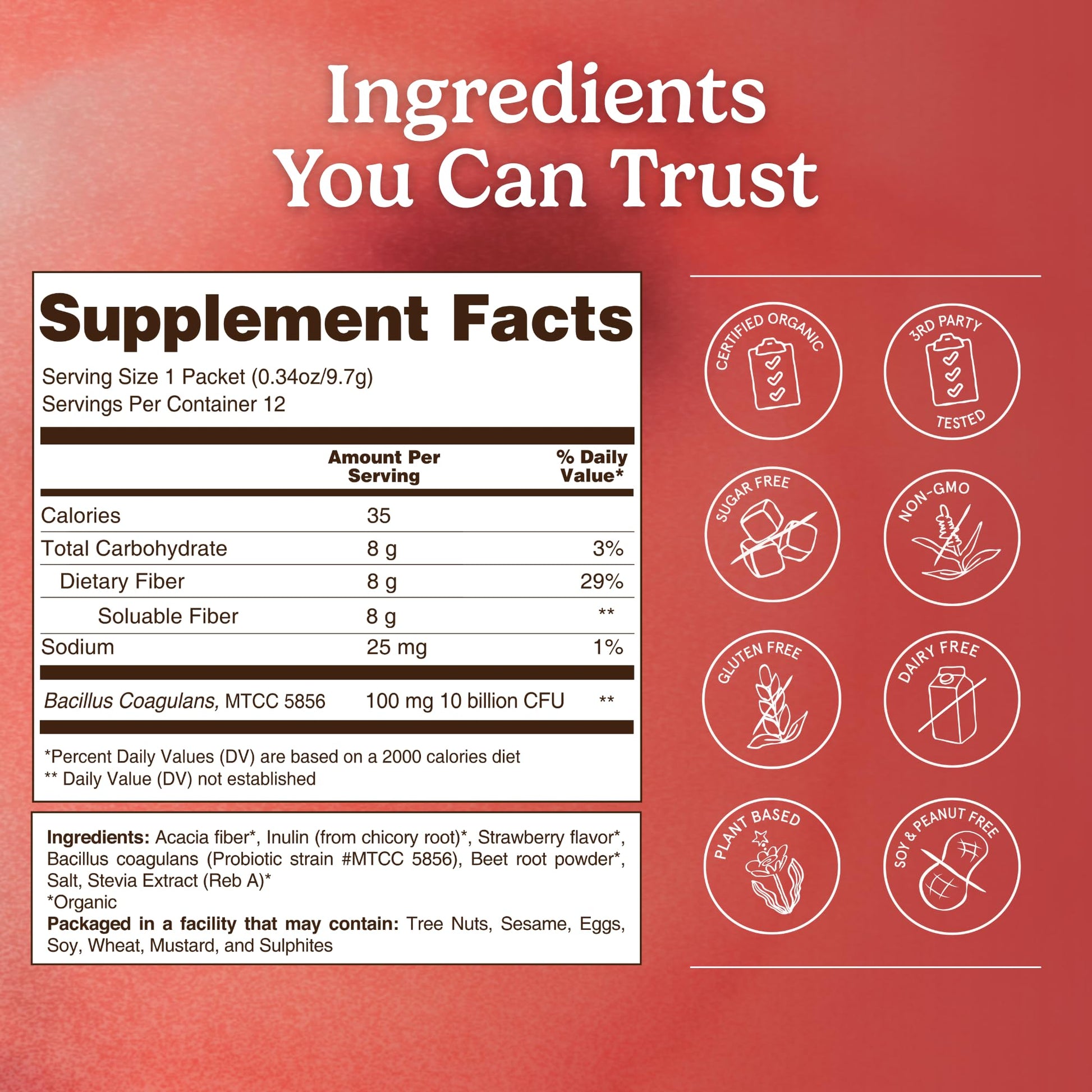 Organic Traditions Fiber Flow Variety Pack, Daily Fiber Supplement Sticks with Acacia, Chicory Root Inulin, One Billion CFU Probiotics, Mixed Flavors Strawberry Yuzu Lime Unflavoured, 12 Count - PrimeBioHealth - canada supplements