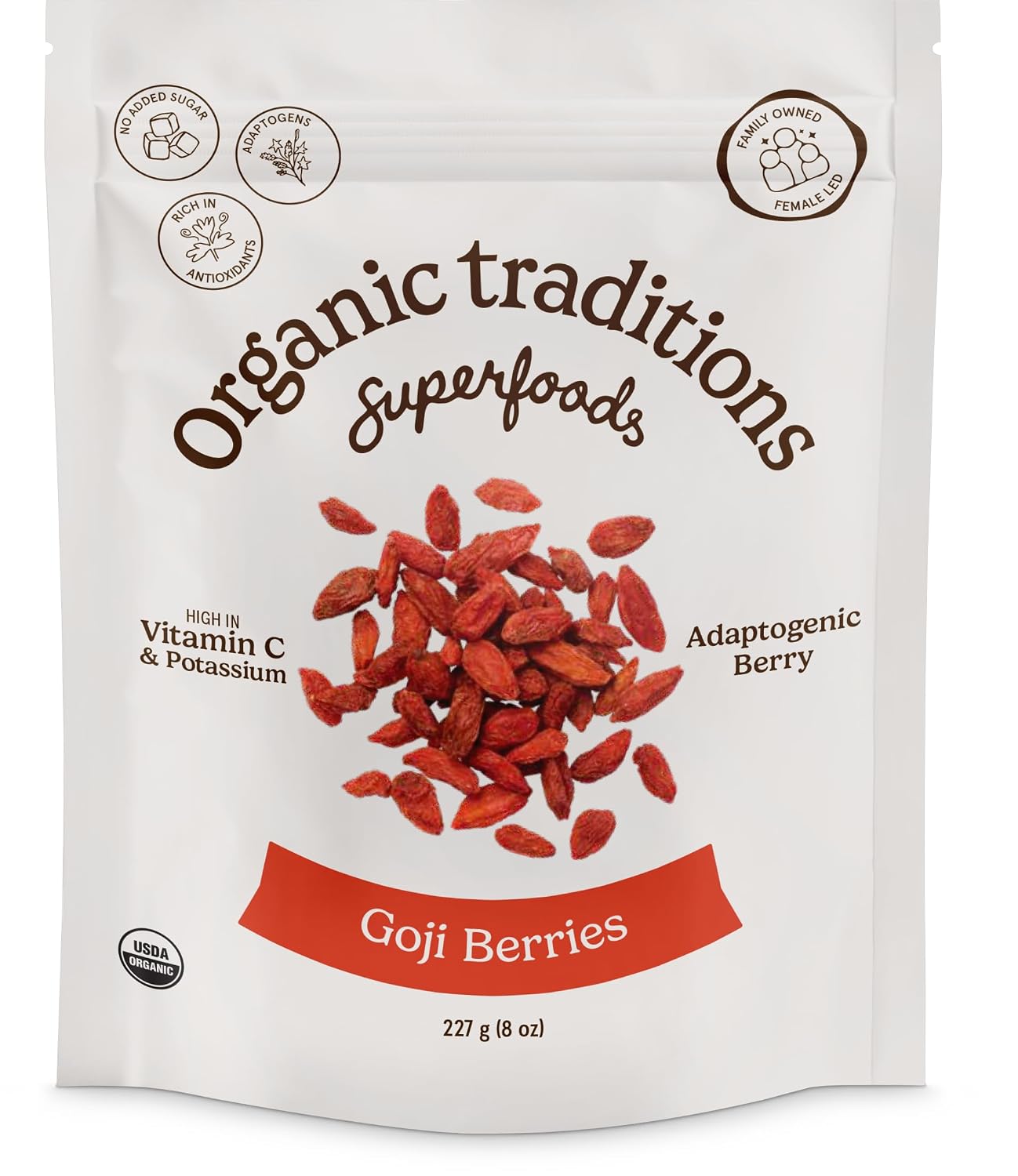 Organic Traditions Goji Berries, Organic Dried Whole Superfruit, Naturally Sweet Berry Flavor With Vitamins, Minerals And Antioxidants, Superfood and Snack For Tea,And Everyday Recipes, 227g / 8oz - PrimeBioHealth - canada supplements