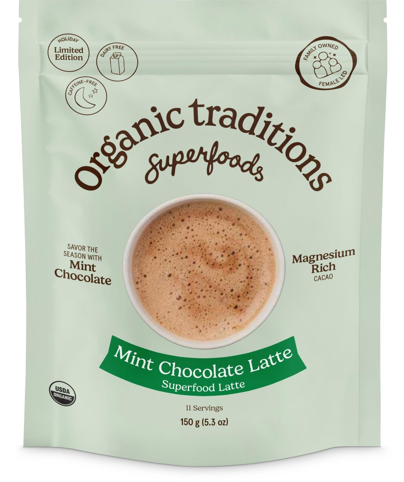 Organic Traditions Lavender Latte Calming Drink Mix, Caffeine Free Latte Blend with Lavender Powder, Tart Cherry, Probiotics, Reishi, and Ashwandha, Evening Beverage for Gentle Wind Down, 150g / 5.3oz - PrimeBioHealth - canada supplements
