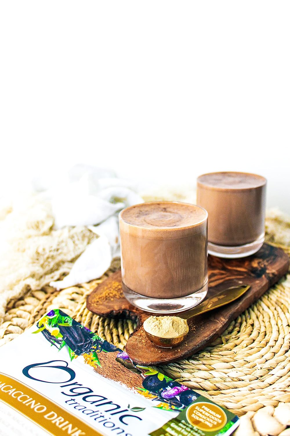 Organic Traditions Macaccino Superfood Blend, Maca Root Powder with Cacao and Coconut Palm Sugar, Coffee Alternative Drink Mix for Hot or Iced Lattes Smoothies Recipes, Plant Based Powder, 227g / 8oz - PrimeBioHealth - canada supplements