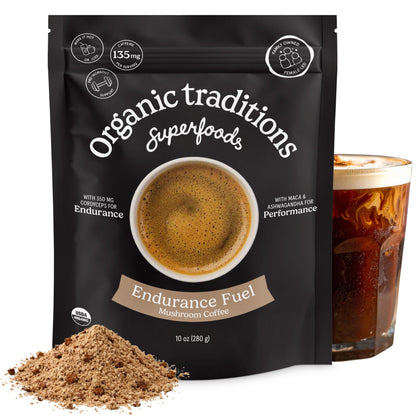 Organic Traditions Mind Fuel Instant Mushroom Coffee Alternative, Caffeine Free Lion’s Mane and Maca Herbal Drink with Dandelion, Chicory, Roasted Grain Blend, Natural Focus Support, 140g / 5oz - PrimeBioHealth - canada supplements