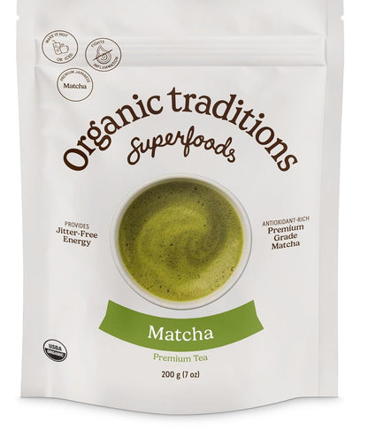 Organic Traditions Premium Matcha Powder, Authentic Japanese Tencha Leaves, Green Tea Rich in Antioxidants and Naturally Occurring L-Theanine for Calm Focus, Energy Drink Tea, 100g / 3.5oz Bag - PrimeBioHealth - canada supplements