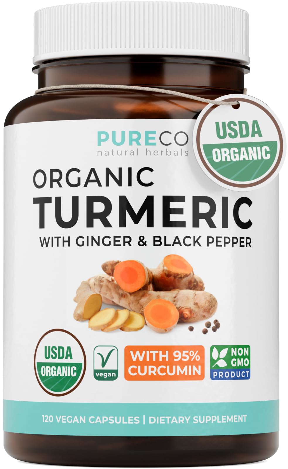 Organic Turmeric Ginger Black Pepper Supplement - High Potency Organic Turmeric Curcumin Capsules with Ginger & Black Pepper for Enhanced Benefits and Absorption - Vegan & Non-GMO (2 Month Supply) - PrimeBioHealth - canada supplements