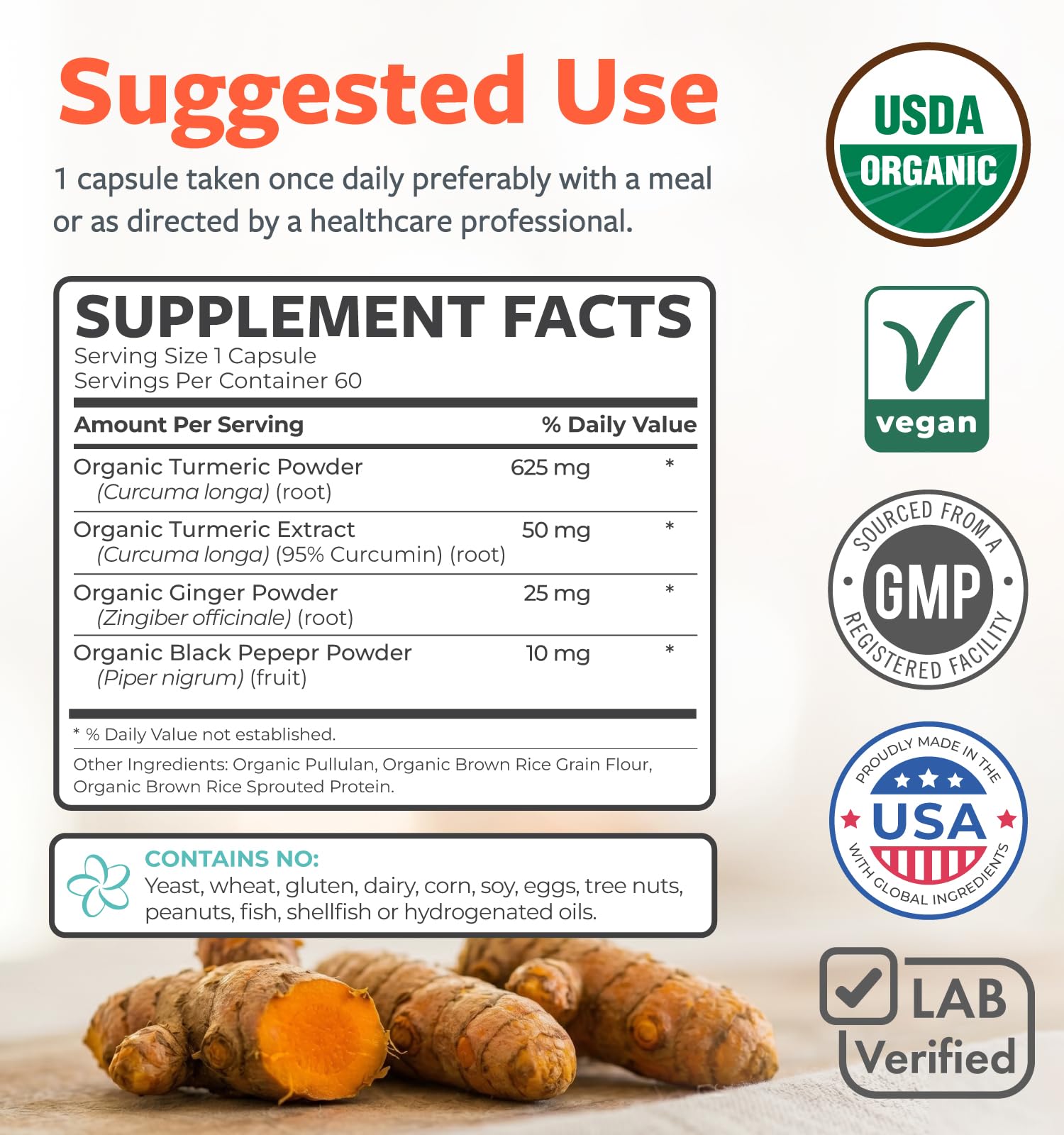 Organic Turmeric Ginger Black Pepper Supplement - High Potency Organic Turmeric Curcumin Capsules with Ginger & Black Pepper for Enhanced Benefits and Absorption - Vegan & Non-GMO (2 Month Supply) - PrimeBioHealth - canada supplements
