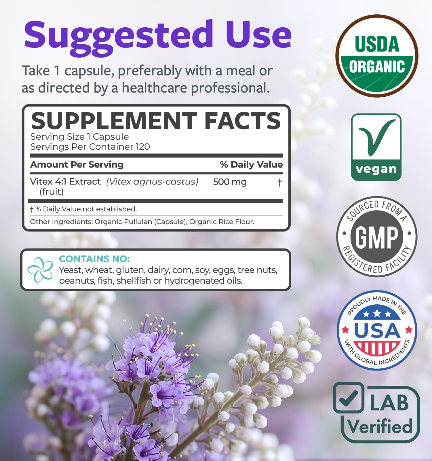 Organic Vitex Chasteberry Supplement for Women - High Strength Chaste Tree Berry Extract Supports Hormone Balance for Women from PMS to Menopause - Filler Free Vegan & Non-GMO (2 Month Supply) - PrimeBioHealth - canada supplements